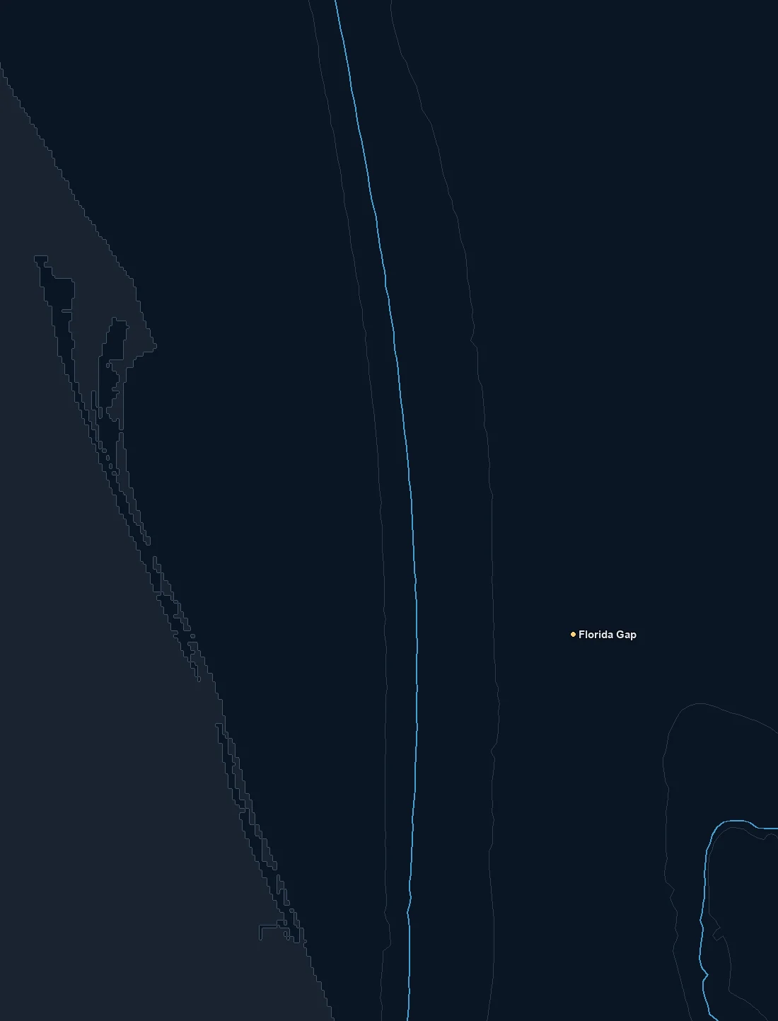 Cape Canaveral / Ft Pierce bathymetry and named fishing spots base map