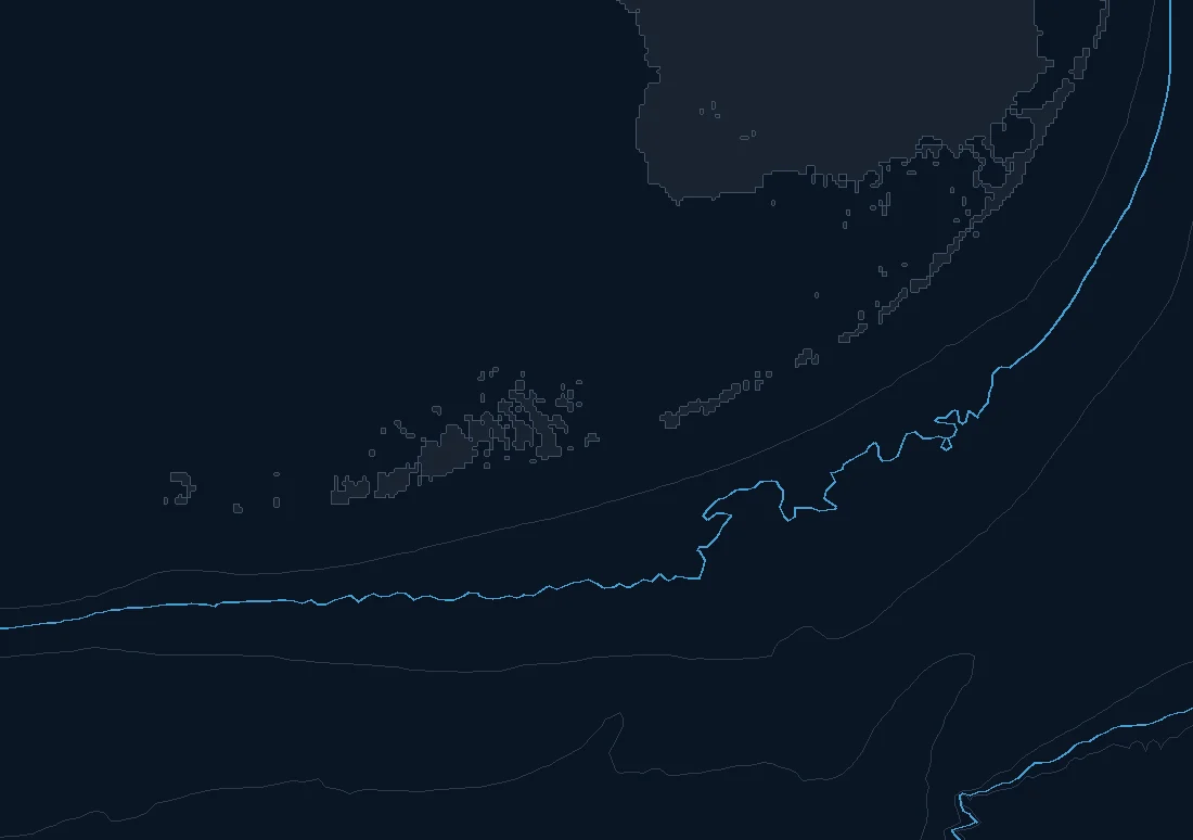 Florida Keys bathymetry and named fishing spots base map