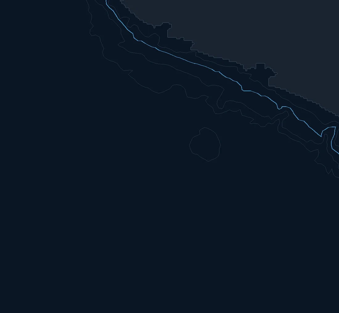 Manzanillo bathymetry and named fishing spots base map