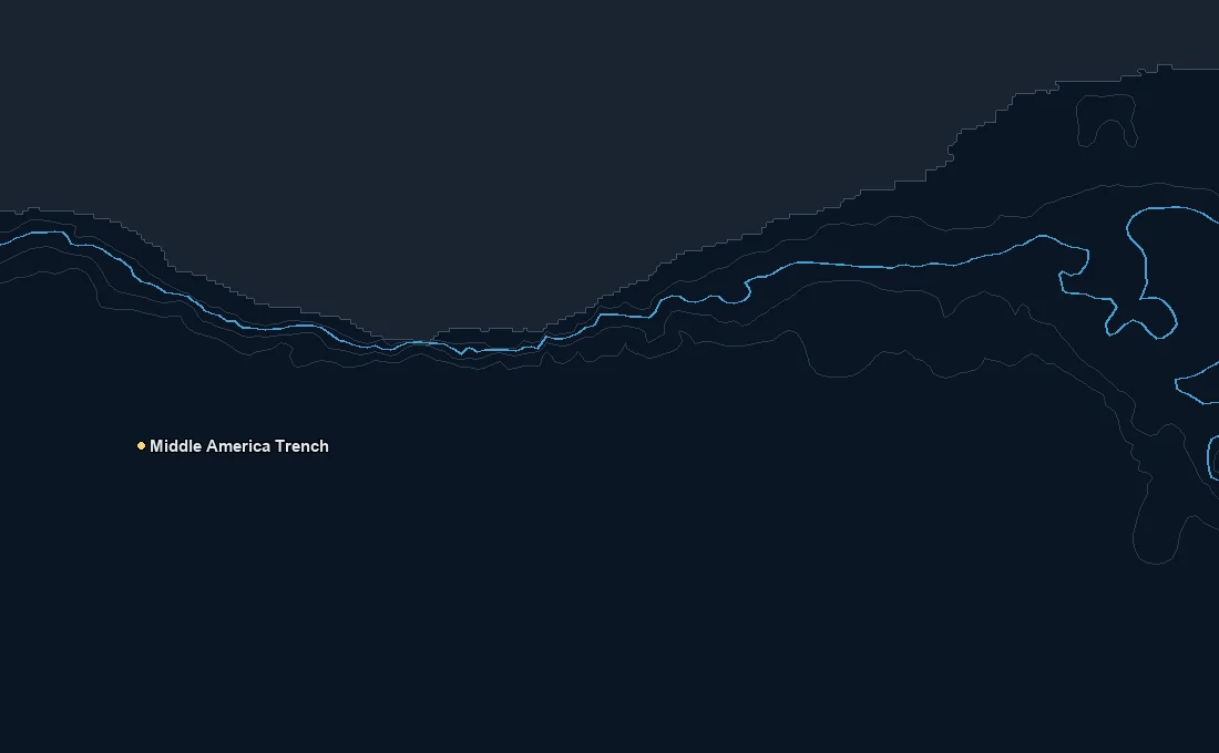 Puerto Escondido / Salina Cruz bathymetry and named fishing spots base map